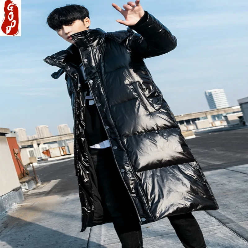 

Мужской длинный пуховик на 90% утином пуху, с капюшоном