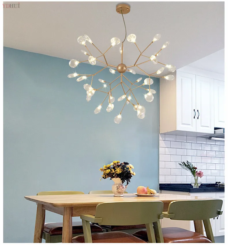 Светодиодный ветви дерева люстра Кухня Ресторан Бар Борщевик блеск салон