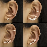 new star ear clip leaf flower sunflower geometric pearl zircon no pierced earrings set gift