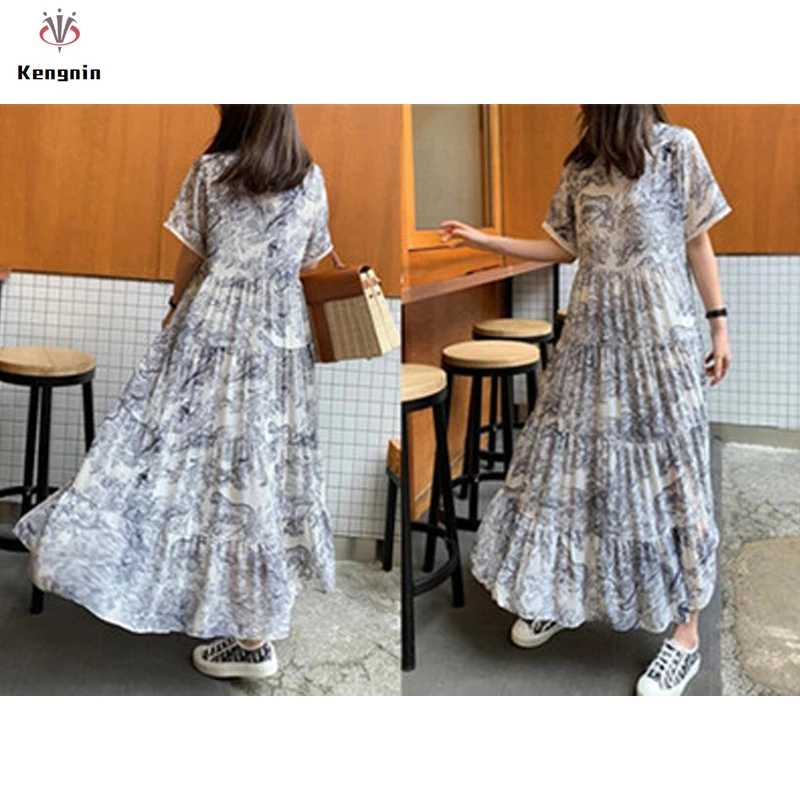 2020 летнее женское платье в европейском стиле с коротким рукавом шифоновое