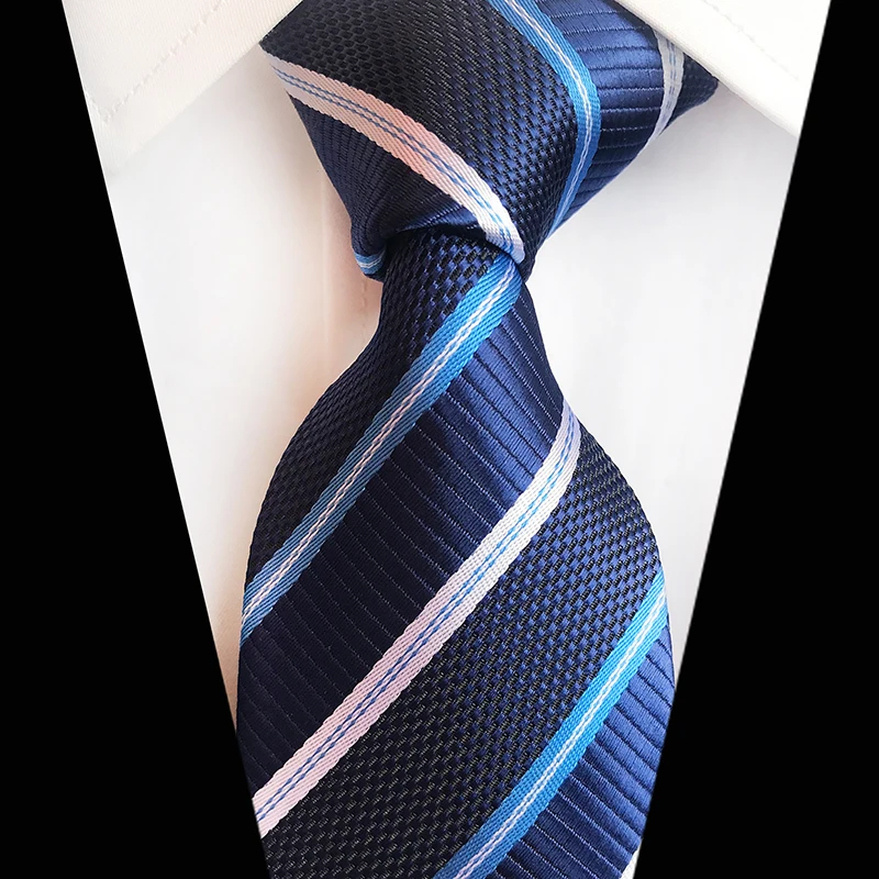 Высококачественный Повседневный Шелковый галстук в полоску 8 см синие красные желтые зеленые галстуки