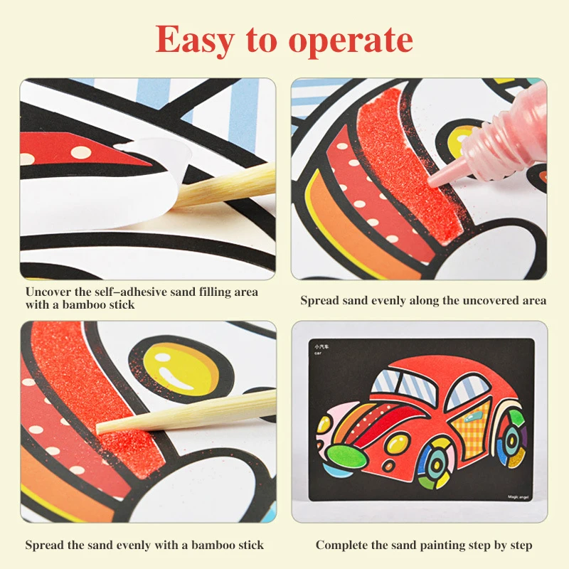 Creativo pintura de arena DIY ni&ntilde;os juguetes de Montessori ni&ntilde;os artesan&iacute;a Doodle color arena im&aacute;genes art&iacute;sticas papel de dibujo juguetes educativos-1