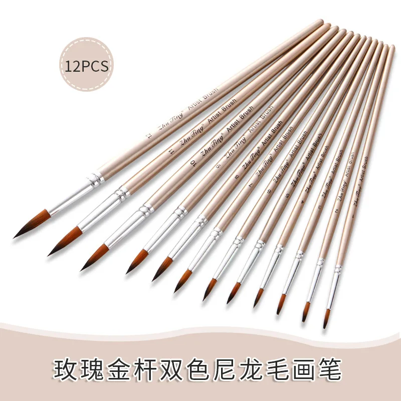 

12pcs Nylon painting brush watercolor gouache acrylic paint brush set