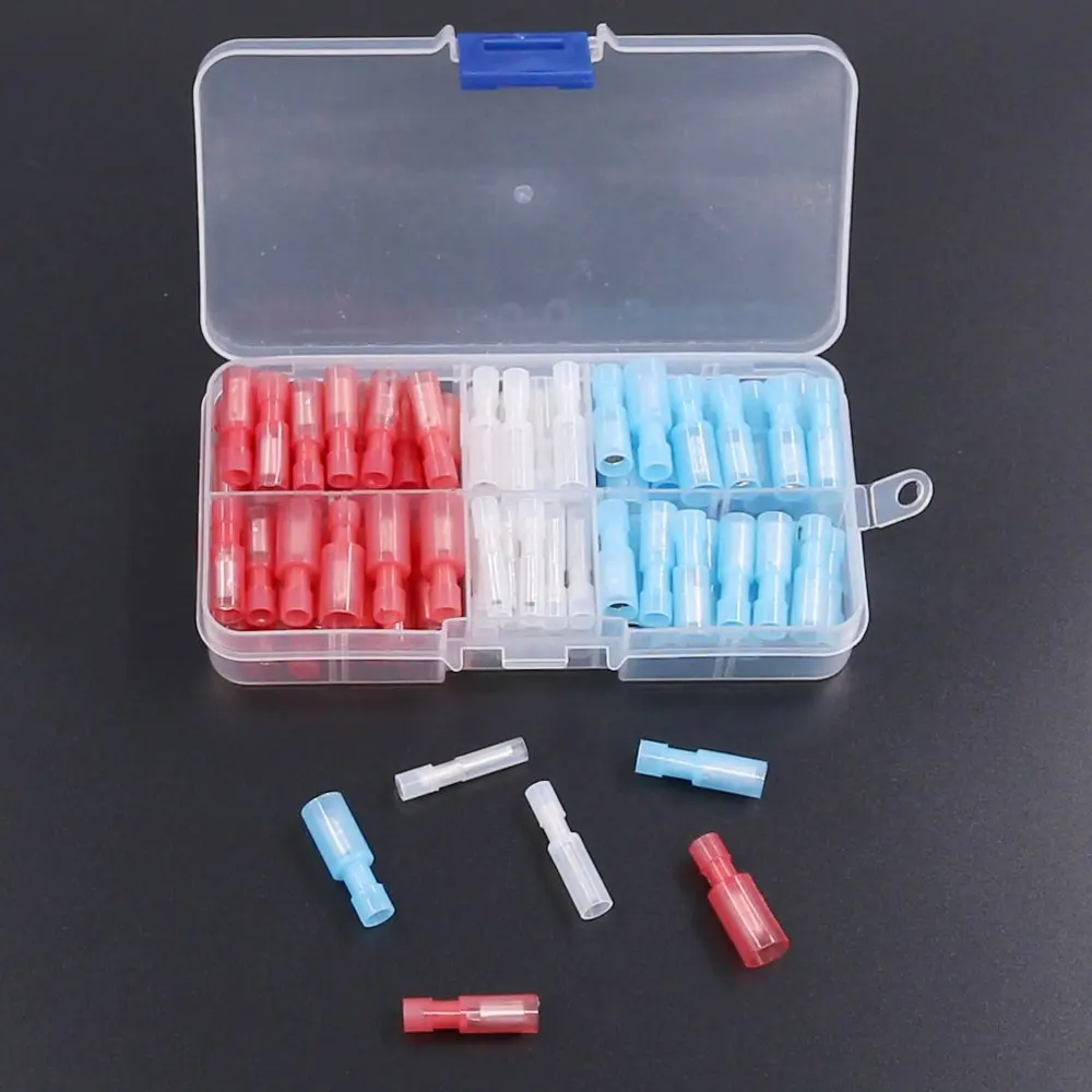 

60 шт. ассортимент электрических полностью изолированных стыковых обжимных терминалов пули для мужчин и женщин набор быстрых разъемов для п...