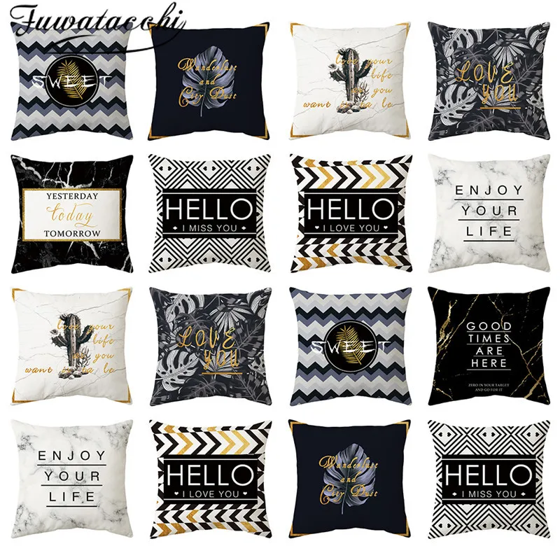 

Fuwatacchi Hello Letter Cushion Cover Soft Home Decorative Pillow Cover Living Room Bed Sofa Cushion Cover Double New