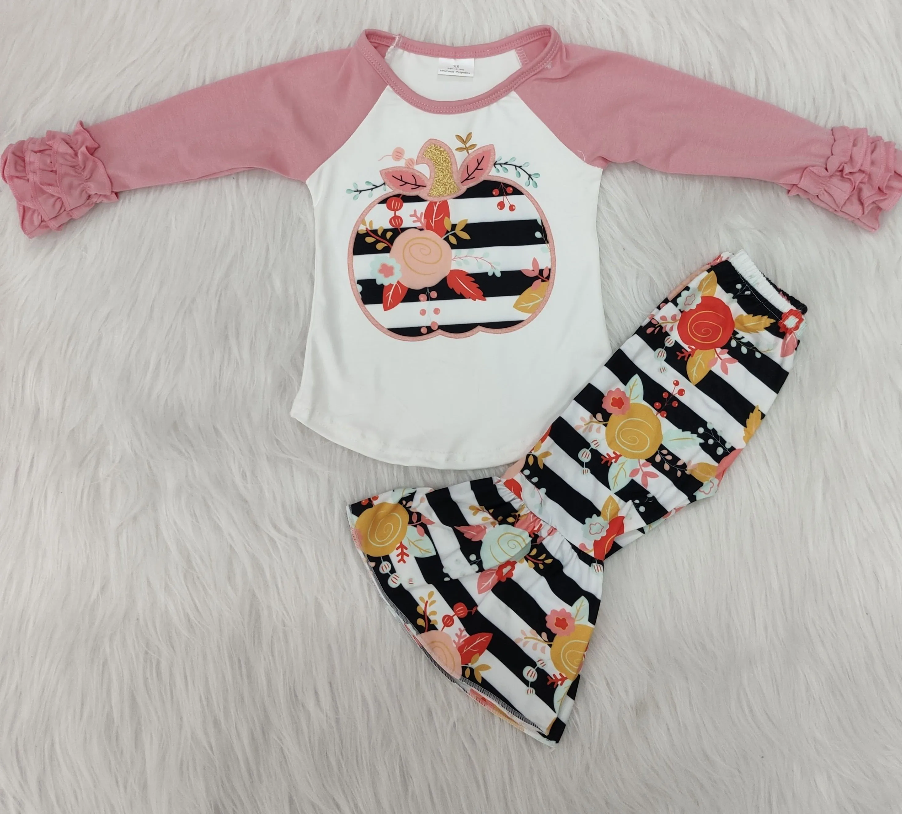 2020 девушка бутик костюм тыквы Длинные рукава Детская одежда Новый комплекты