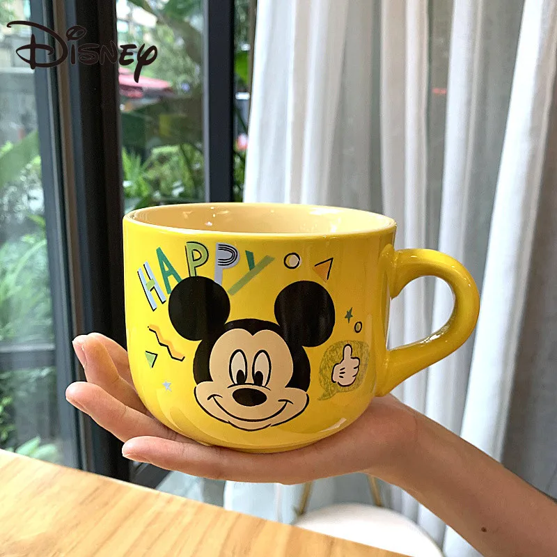 Disney Maker Cartoon Mickey Goofy Ceramic Maker Home Large Capacity Breakfast Bowl Fruit Salad Bowl Handgrip