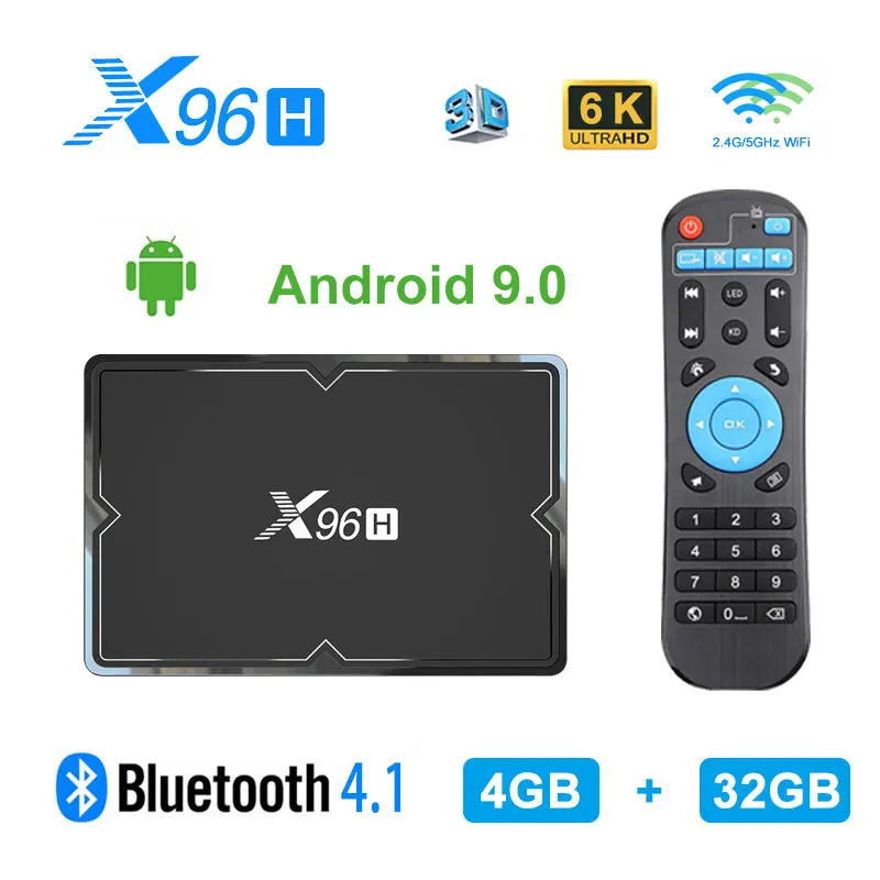 ТВ приставка X96H на Android 9 0 4 ГБ 64 32 Allwinner H603 2 4G + Двойной Wi Fi 4K Google Store Youtube умный