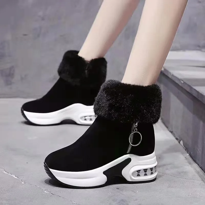 

NEW Women Ankle Boot Fashion Warm Plush Winter Snow Boots Retro Zipper Boots for Women Platform Boots Botas Mujer Women Shoes