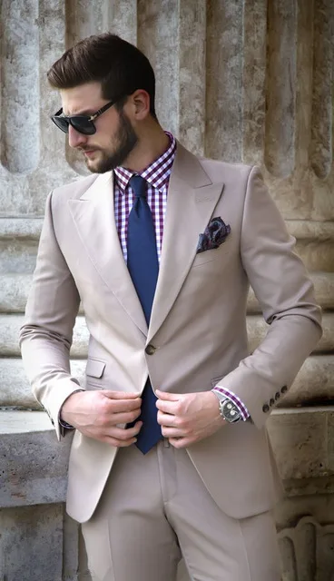 Хаки Slim Fit Смарт мужские костюмы в деловом стиле элегантный формальный вечерний