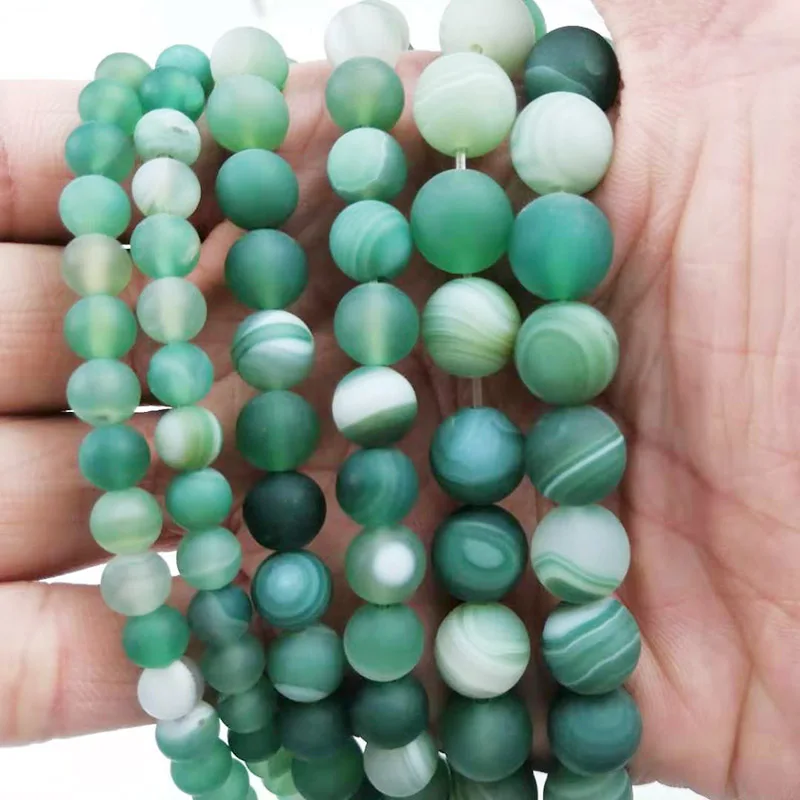 Бусины HGKLBB из натурального сердолика зеленые матовые 6/8/10 мм | Украшения и