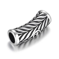 stainless steel curved tube beads large hole 6mm polished vintage metal bead accessories for diy bracelet jewelry making
