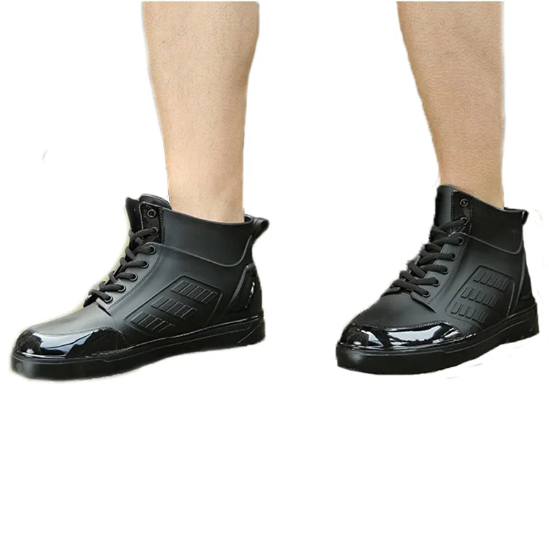 Сапоги Aleafalling мужские резиновые водостойкие на шнуровке короткие Нескользящие