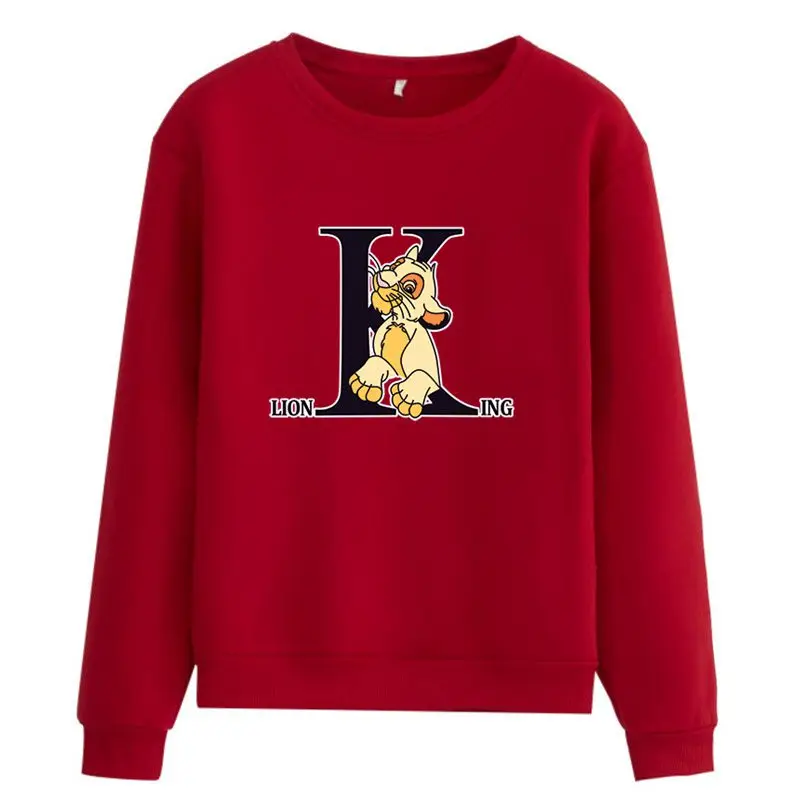 Disney Cartoon The Lion King Simba Cute Kawaii Vrouwen Sweetshirts Witner Autumn Fleece Thick Warm Streetwear Blouses Pullover