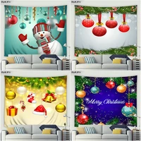 christmas decor tapestry wall hanging cartoon 3d hello snowman xmas colorful balls blue background merry christmas tapestries