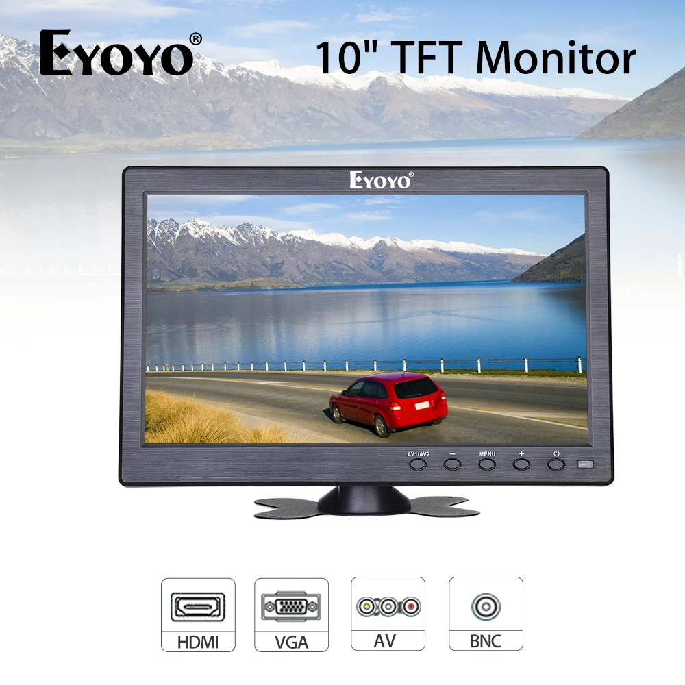 Eyoyo EM12N 10.1" 1024X600 Monitor Small PC LCD screen TV Computer display with BNC AV VGA HDMI Input for CCTV Security Camera |