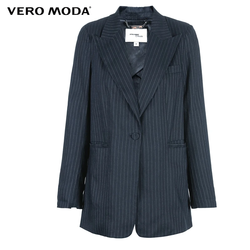 

Vero Moda Women Vintage Lapel Striped One Button Suit Coat Blazer | 320108529