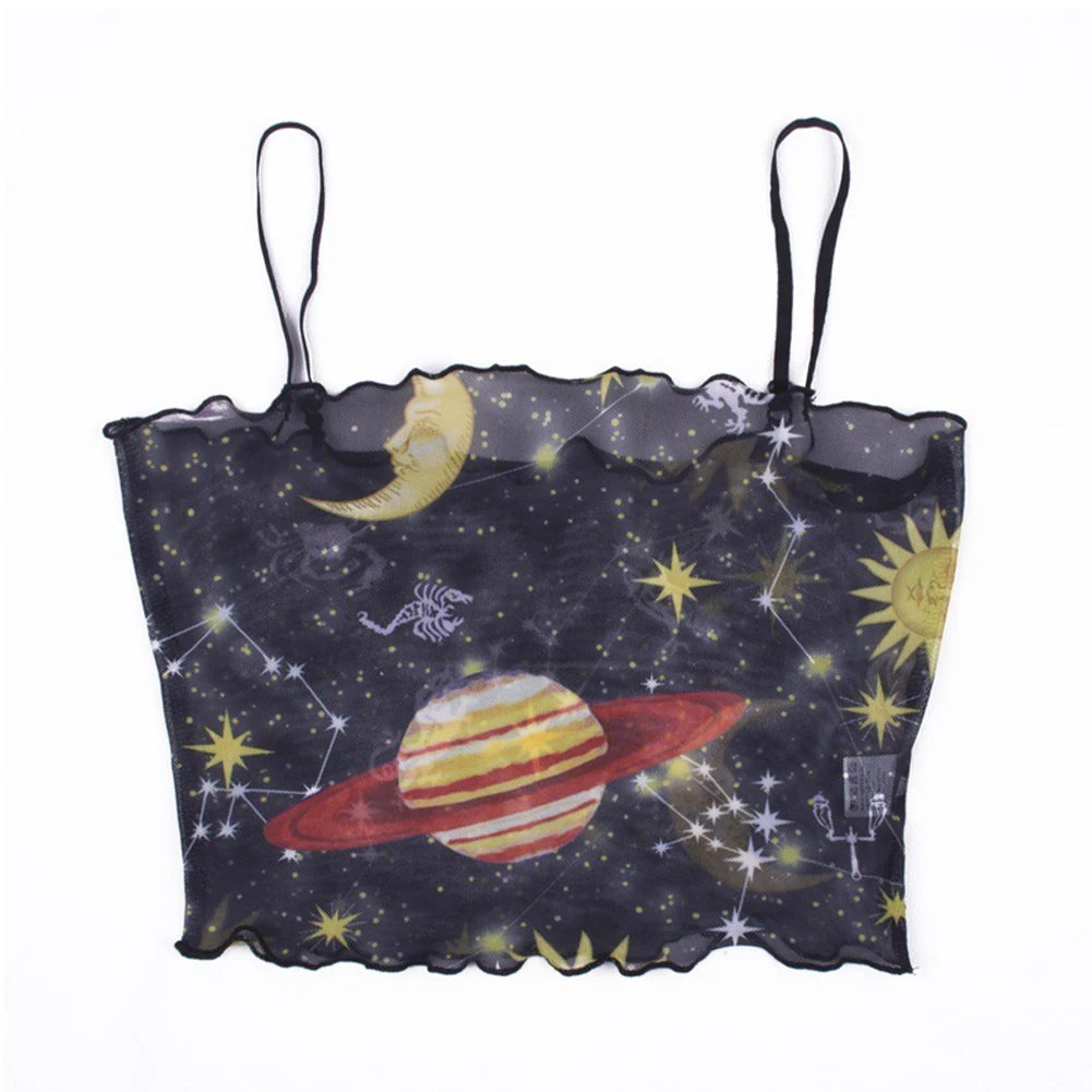 Новинка 2019 милые женские укороченные топы принт со звездой Гофрированные Топы