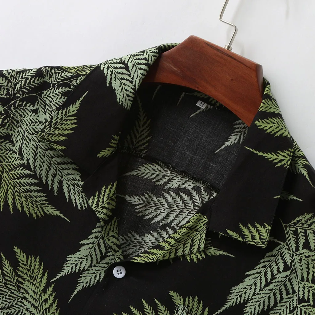 Гавайская рубашка мужская с короткими рукавами Повседневная Свободная