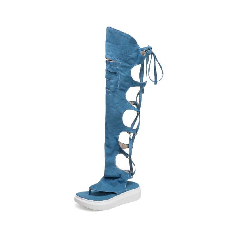 

Sandals Women's Summer Platform Sandals Casual Roman Sandals Gladiator Over the Knee High Top Ladies Long Boots Beach Sandals
