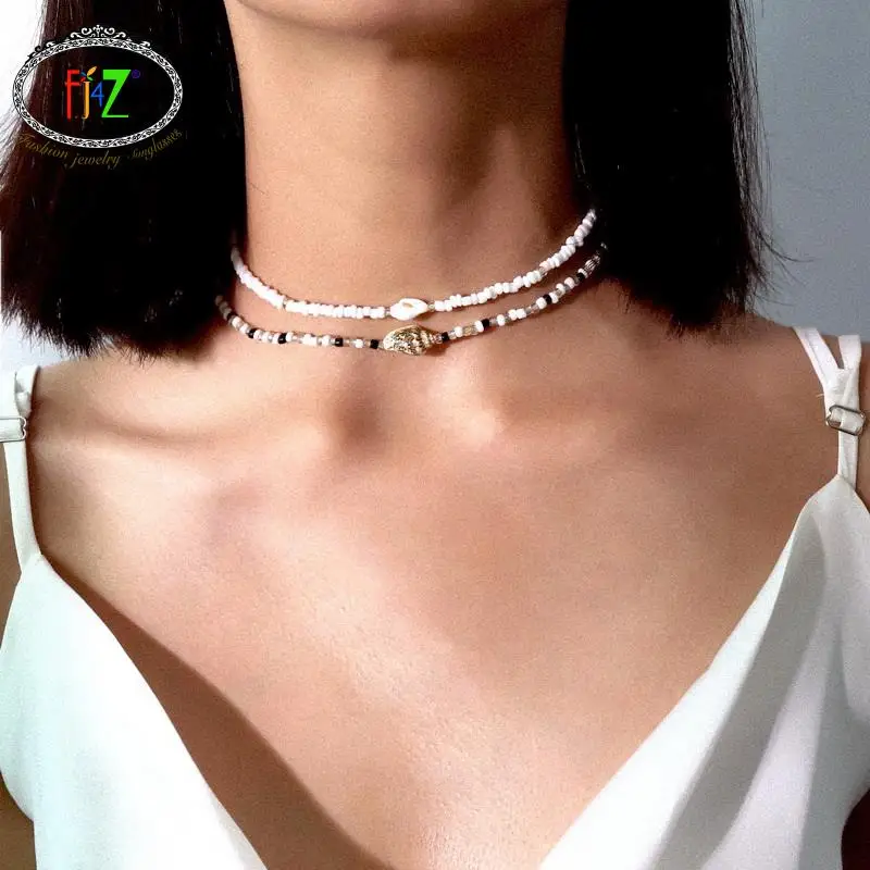 F.J4Z трендовый чокер для женщин богемный бисер цепочка на шею ожерелья Модные 2021