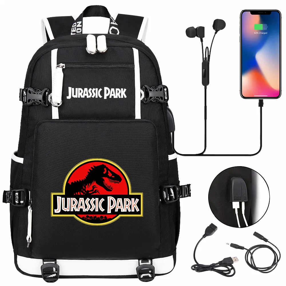 

Jurassic Park Dinosaur USB Boy Girl Book School Bags Large Capacity Teenagers Student Schoolbag Women Men Laptop Travel Backpack