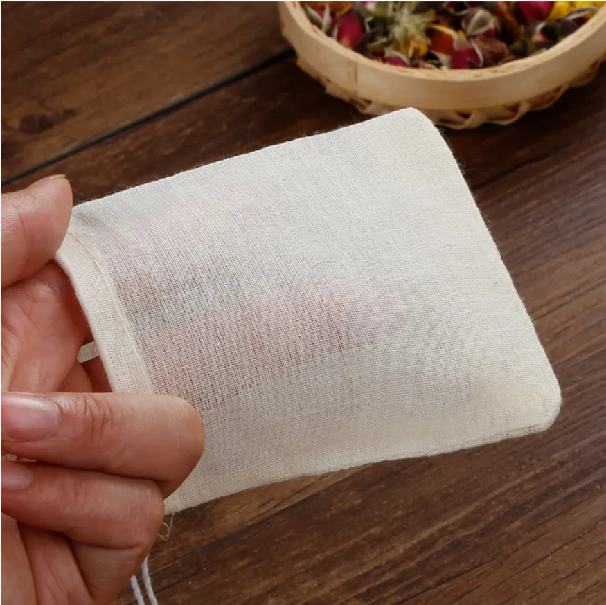 

NEW Empty Tea Bag Food Cotton Drawstring Bag Strainer Tea Spice Separate Filter Bag For Drinking Tea Tools 50pcs/lot