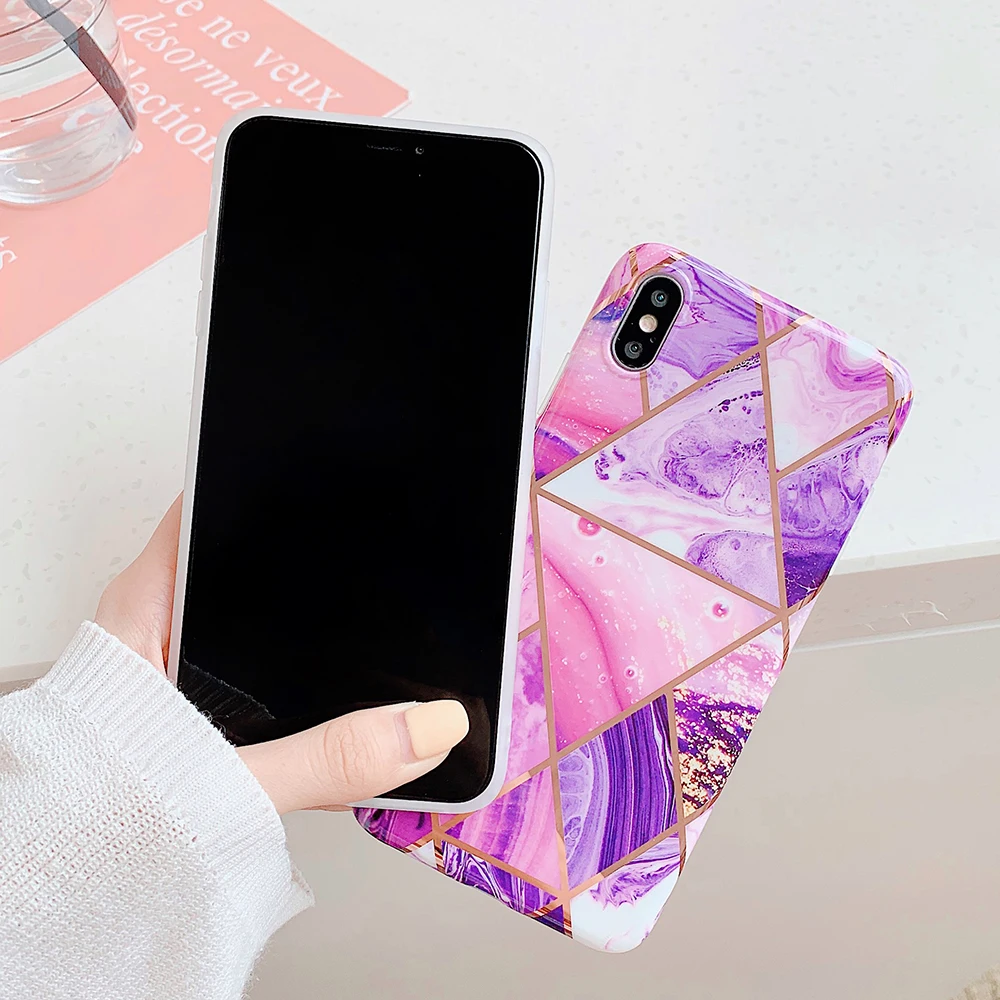 Чехлы для телефонов LOVECOM с геометрическим мраморным узором iPhone 11 Pro Max XR XS 6 6S 7 8 Plus X