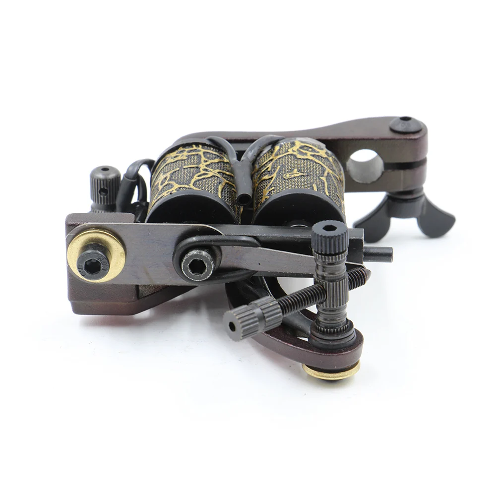 Новое поступление тату машина с 8 катушками ружками красная стальная рамка для