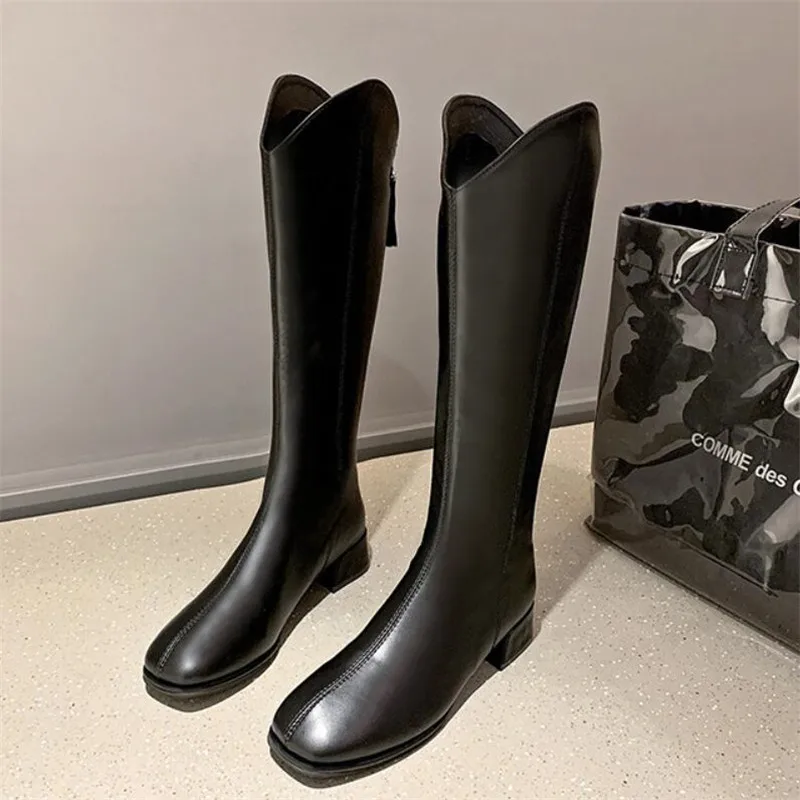

2021 high quality autumn and winter women's boots new fashion boots rear zipper long boots high boots knight boots 34-43