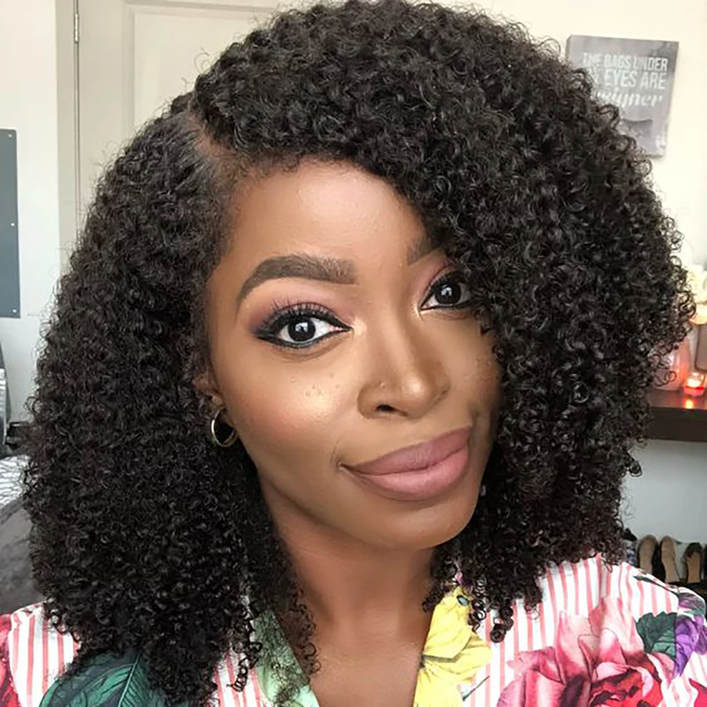 

360 Afro Kinky Culry WigTransparent Lace Wig Humain Hair Brazilian Bleached Knots VINUSS High Density Ponytail Wig For Women