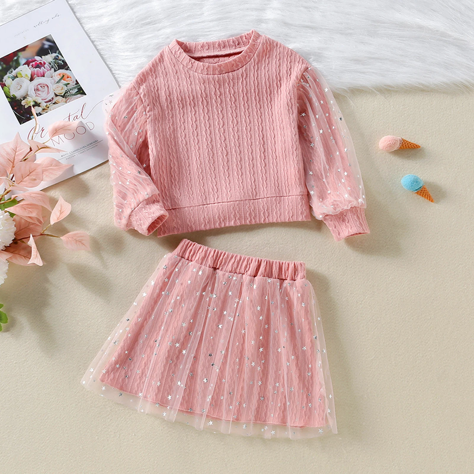 FOCUSNORM милые осенние комплекты детской одежды для девочек из 2 предметов вязаный