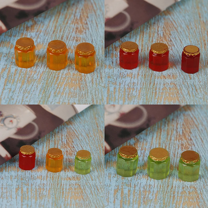 3Pcs 3D Resin Simulation Jam Jars Bottle Embellishment for 1/12 Dollhouse Kitchen Restaurant Decor DIY Crafts Toys | Игрушки и хобби