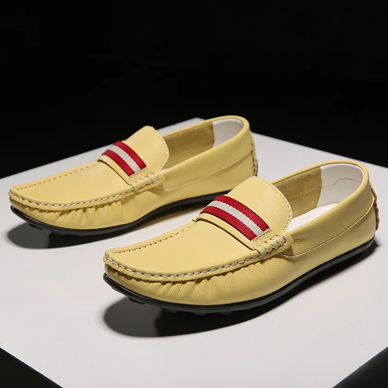 

Мокасины мужские кожаные, на плоской подошве, весна-осень, размеры 38-47