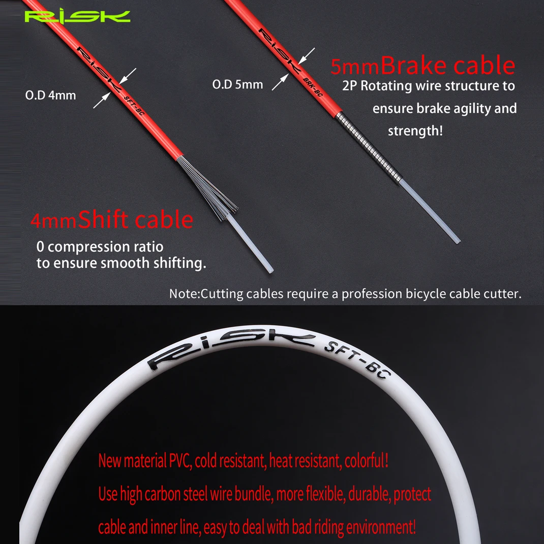 RISK Universal 3m / 9.8ft Bike Bicycle Basic Brake & Shift Derailleur Cable Line Wire 4mm/5mm Mountain Road Cable Cycling | Спорт и