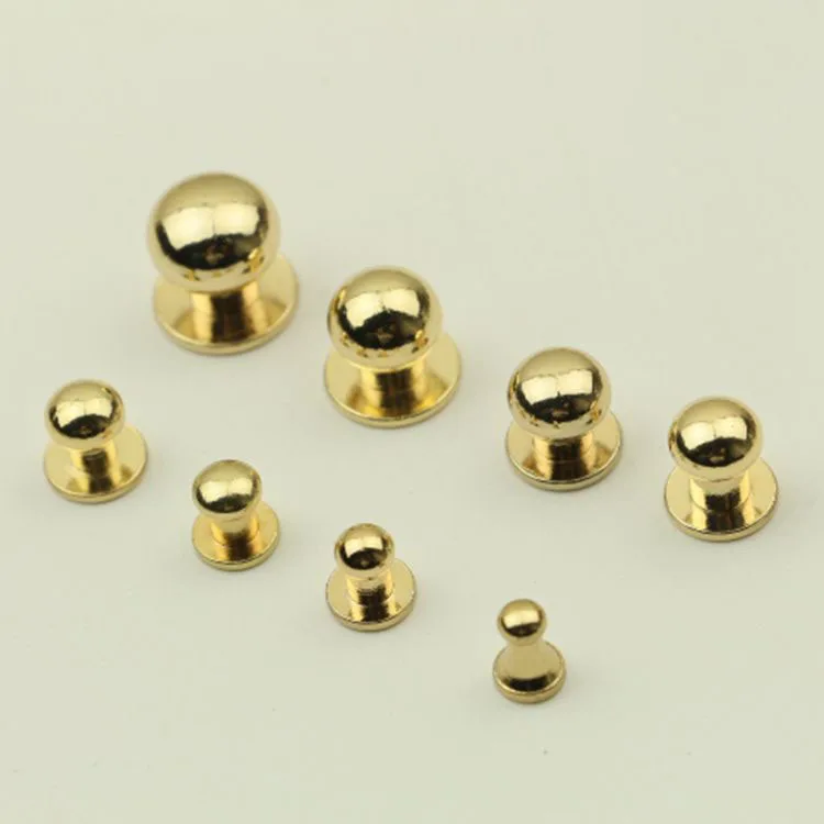 gold 10 шт., круглые винтовые шпильки, металлические пряжки, кнопки, заклепки для ногтей, кошелек, ремень, застежка, сделай сам, кожаная сумка, аксессуары - Цвет: gold