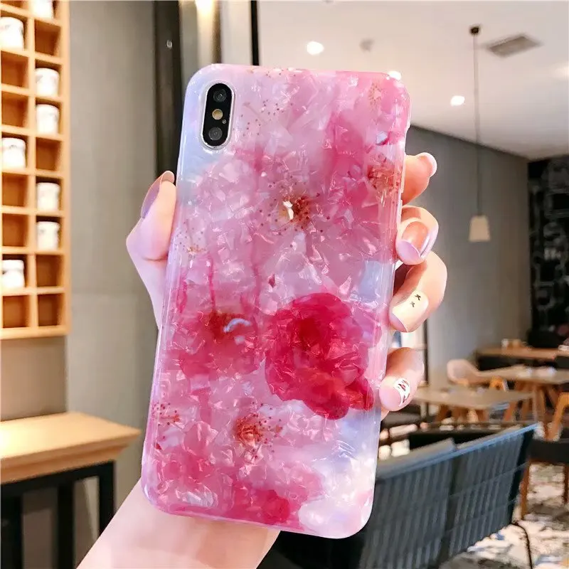 Небесно-голубой Блестящий Мраморный чехол для iPhone XR, чехол с рисунком лимона, силиконовый IMD чехол для iPhone 6S 6 7 8 Plus, iPhone XR X Xs Max 11 чехол - Цвет: Небесно-голубой