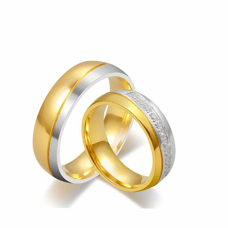 Мужские и женские обручальные кольца BAECYT из нержавеющей стали золотые Подарок на