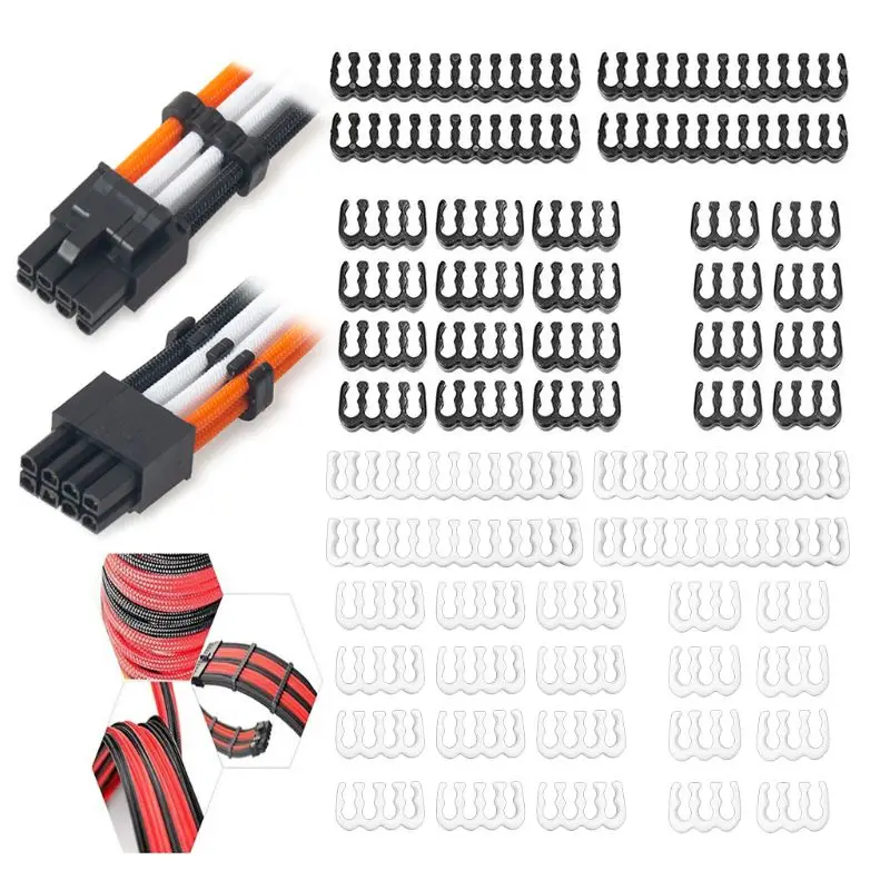 

1 комплект 24Pin x 4 8Pin x 12 6Pin x 8 PP кабель Расческа с зажимом/зажим/комод для 3,4 мм кабели в оплетке Питание разъем черного цвета