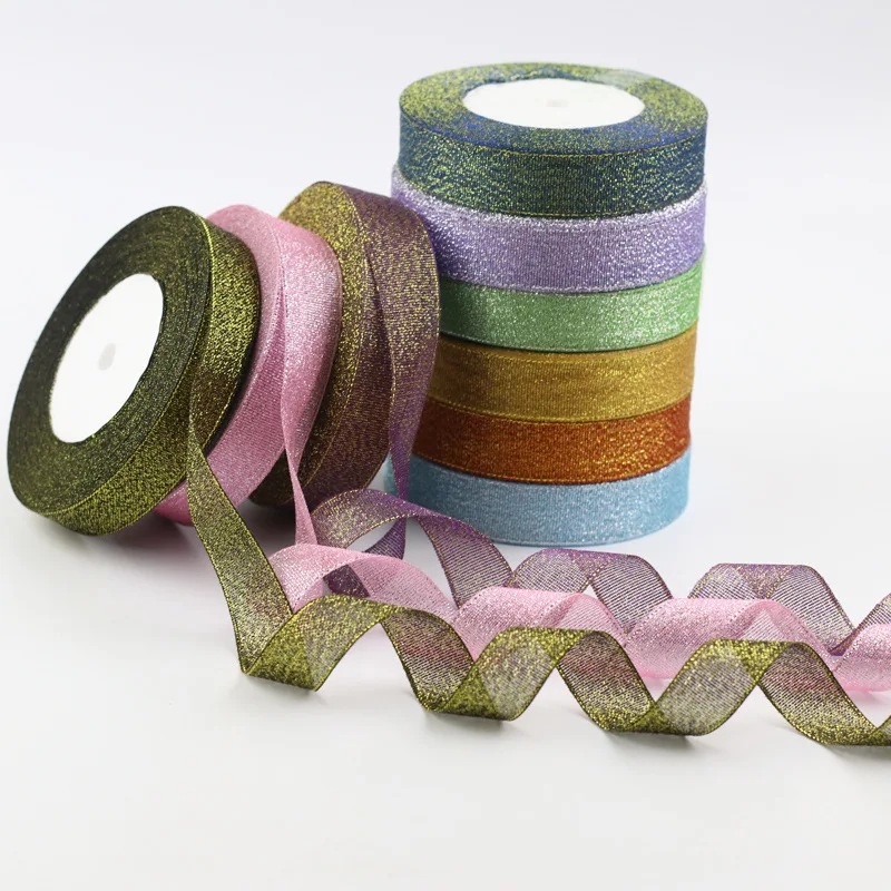 25 ярдов/рулон серебристые блестящие ленты 2 см | Дом и сад