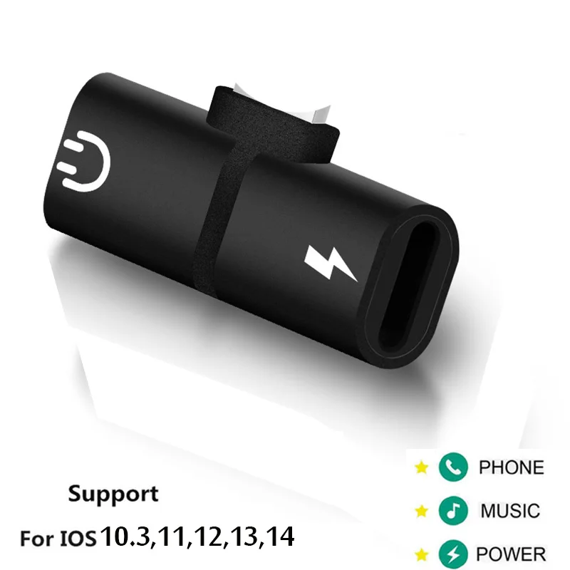 Адаптер для подсветки двойной Aux Разветвитель наушников iPhone 12X7 8 xs MaxAdapter IOS 14 аудио