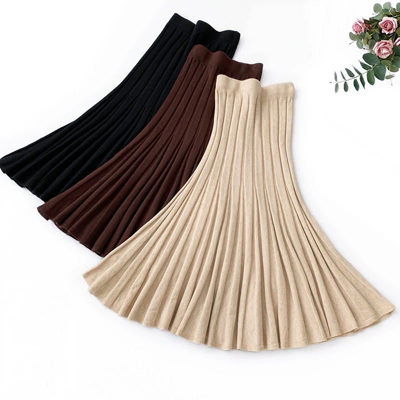 ZADORIN 2019 осенне зимняя плиссированная стрейчевая Расклешенная юбка русалки