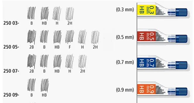 STAEDTLER 250 механический карандаш свинца 12/трубы 0 3 мм 2 H/H/HB/B профессиональный класс