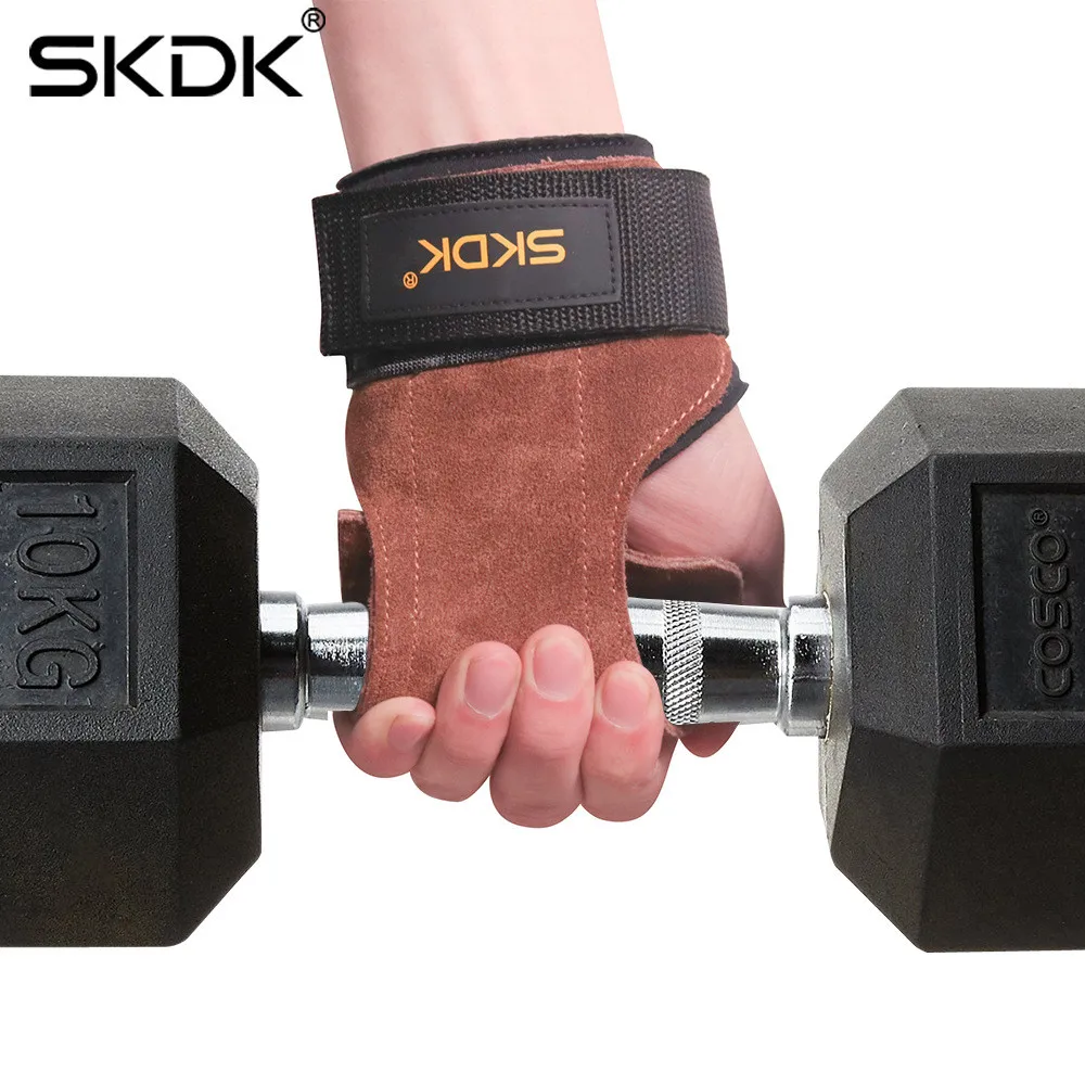 

Weight Lifting Gym Gloves Hand Protector Grips Hooks Workout Straps Leather Palm Leather Padded Wrist Wraps Deadlifts