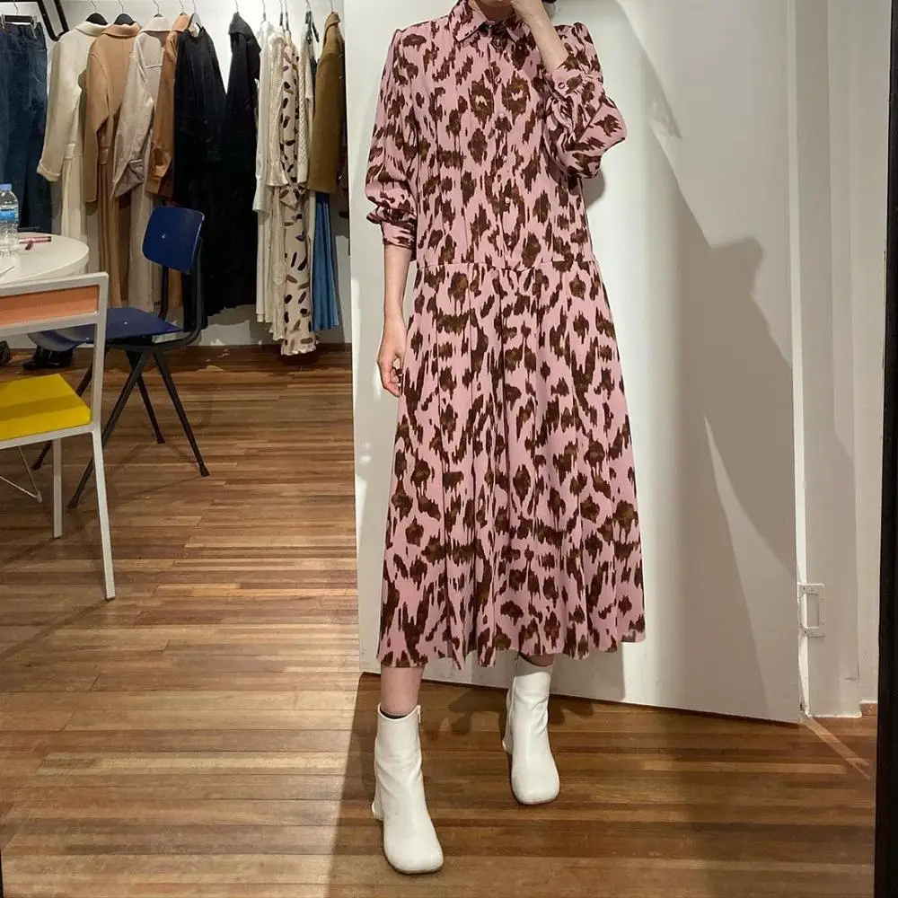 Женское винтажное платье рубашка свободное элегантное праздничное с длинным