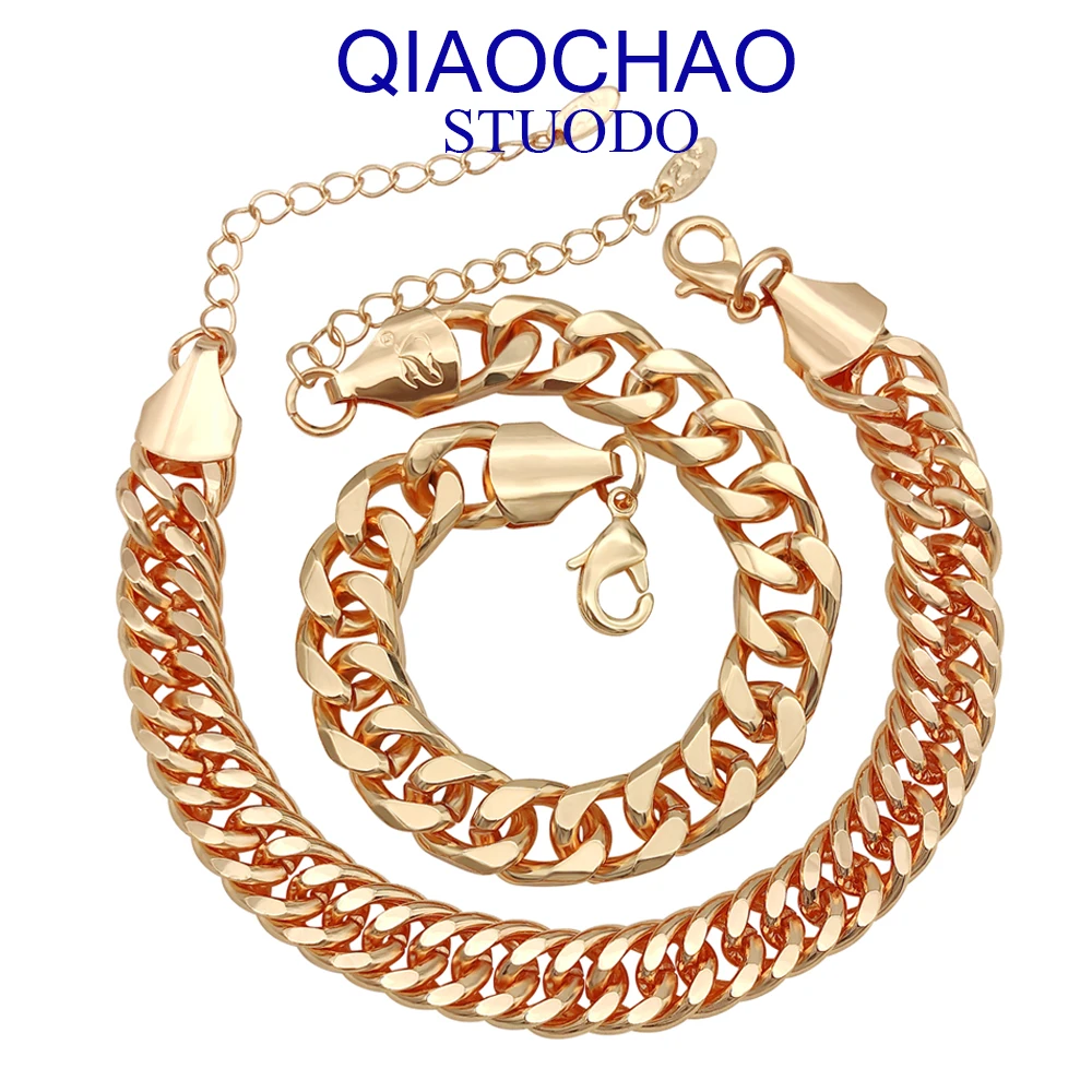 

2pcs New Fashion Stainless Steel Gold Cuban Bracelet Men And Women Fashion Jewelry