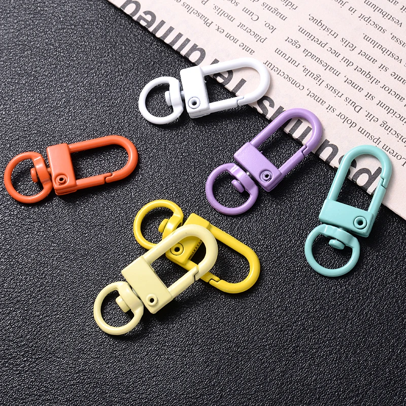 10 шт./лот 12x33 мм металлические застежки-карабины разноцветные кольца для ключей