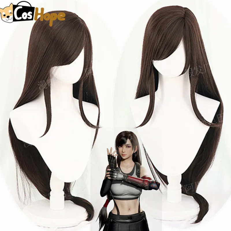 Парик для косплея финальной фантазии Tifa Lockhart длинный прямой черный парик аниме