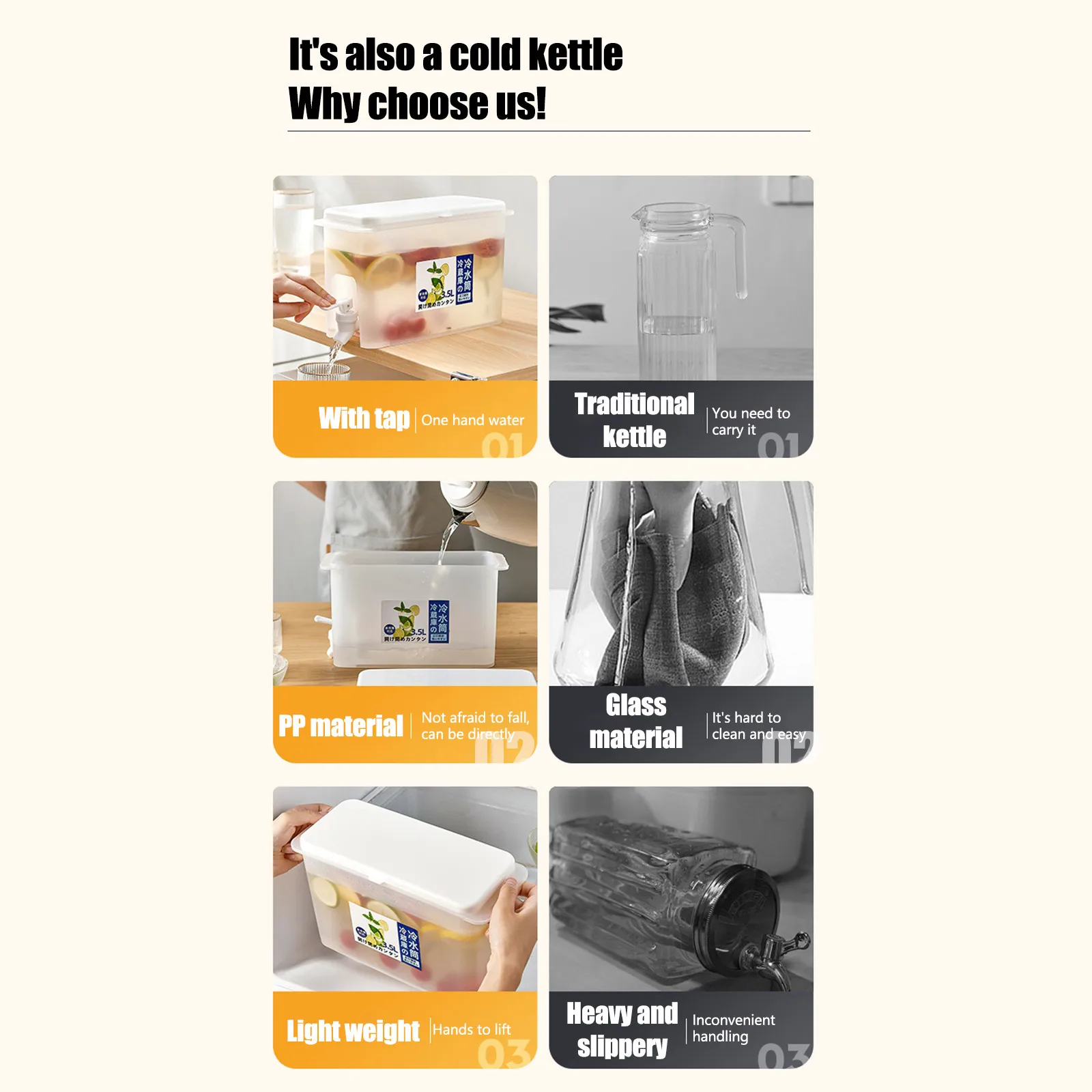 

Large Capacityre Frigerator Cold Kettle With Faucet Fruit Teapot Lemonade Bucket