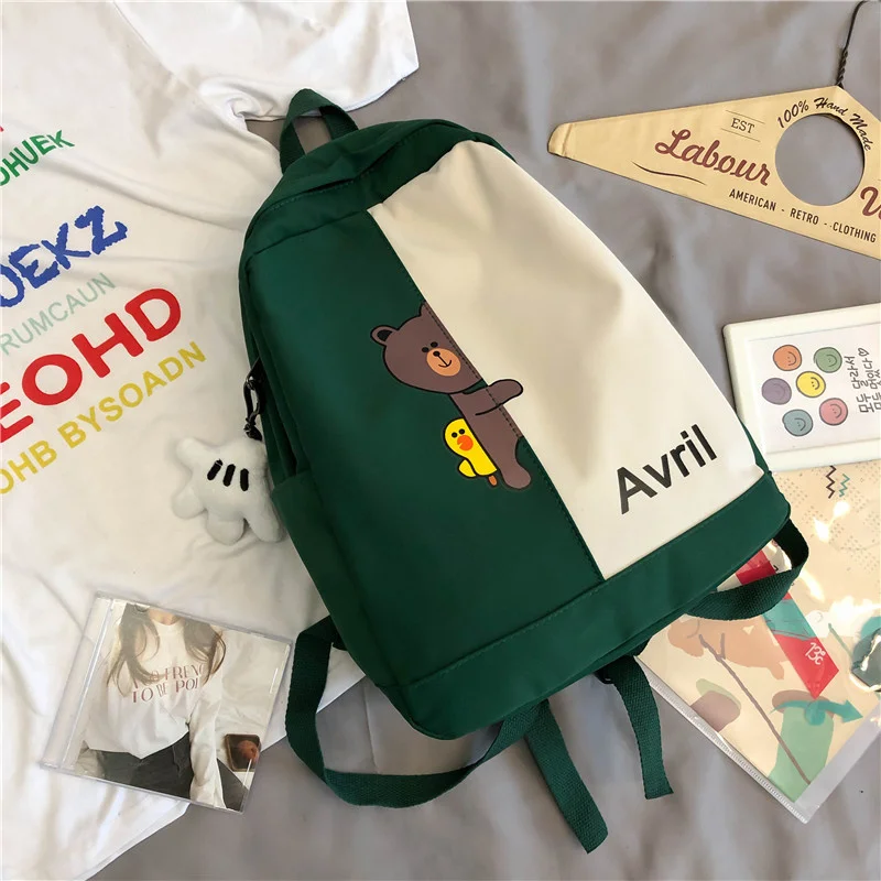 

Color Contrast Cartoon Backpack Women's New Korean Versatile Backpack For High School Students Teenage Girls School Bag Mochila
